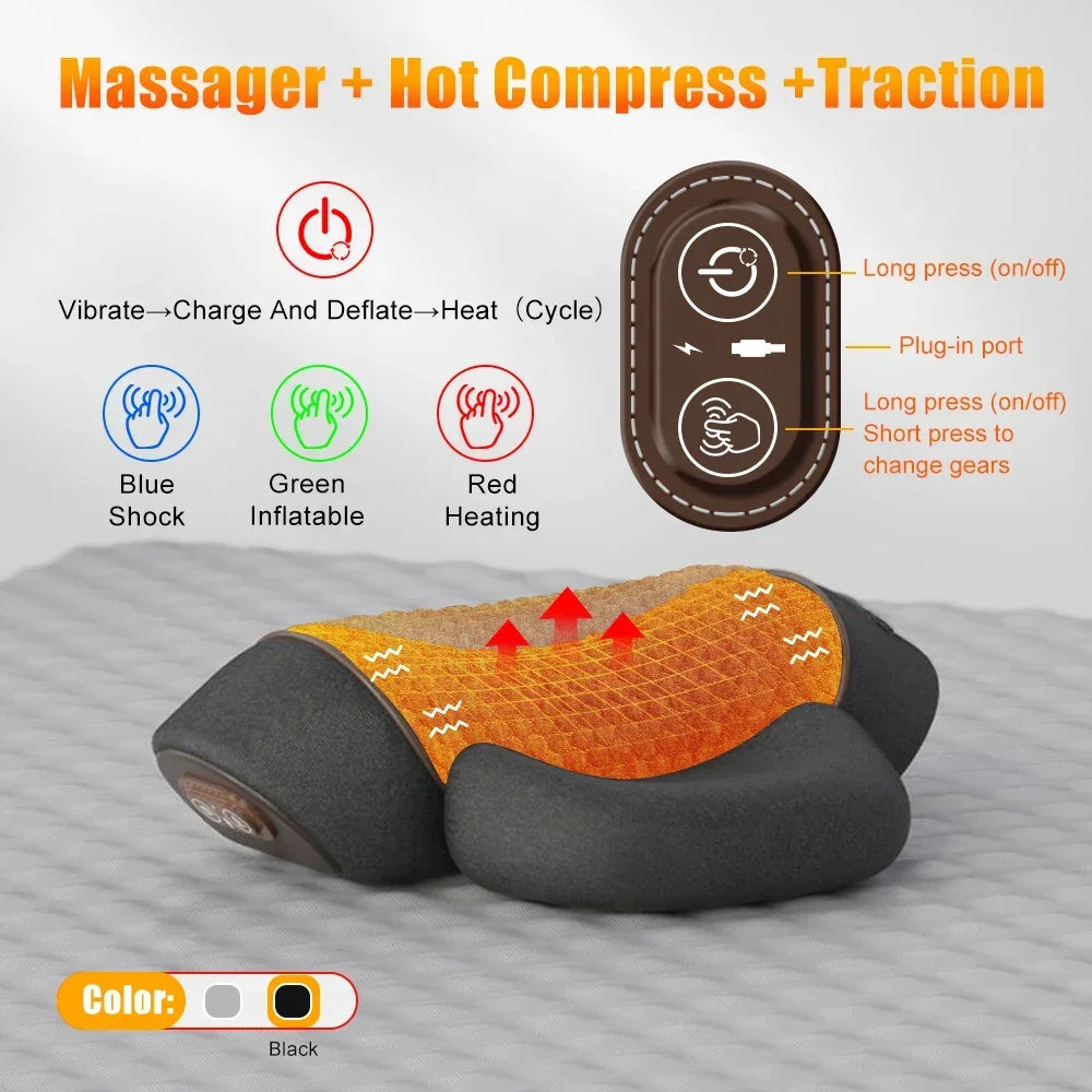 MyCareBuddy 3-in-1 Neck Relief Pillow — Heat, Massage & Gentle Stretch