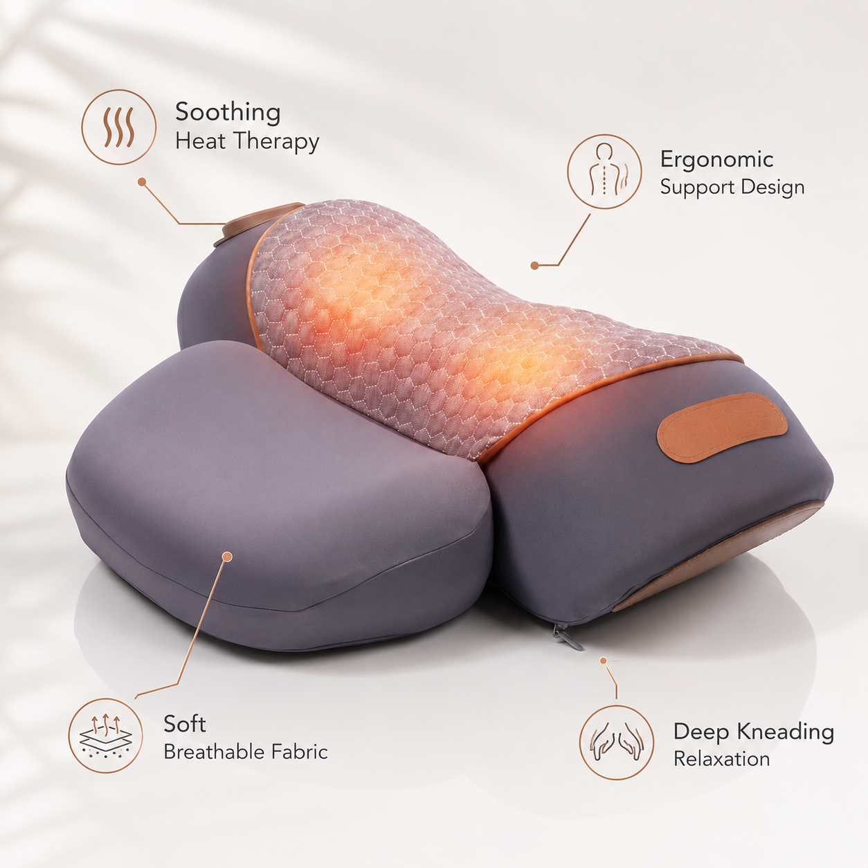 MyCareBuddy 3-in-1 Neck Relief Pillow — Heat, Massage & Gentle Stretch